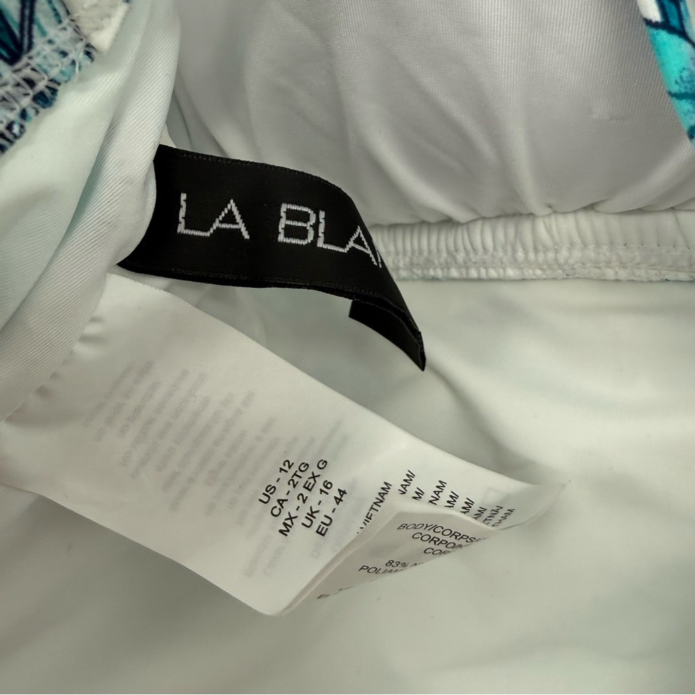 La Blanca One Piece Swimsuit Size 12 NWT Strappy Tropical Leaf Tummy Control - Picture 10 of 11